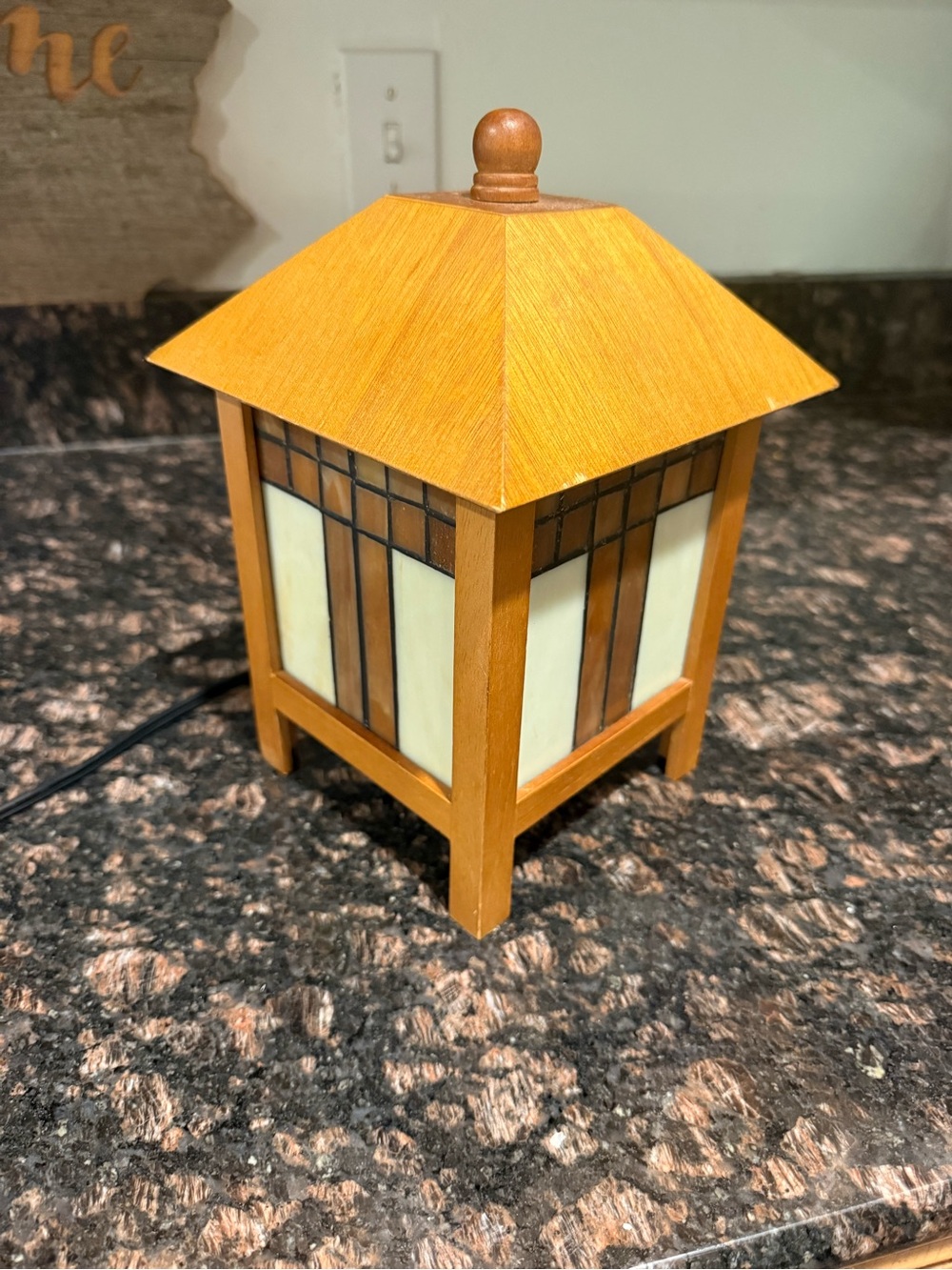 Vintage Stained Glass, Frank Lloyd Wright Inspired Table Lamp